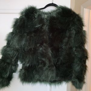 Faux fur green jacket
